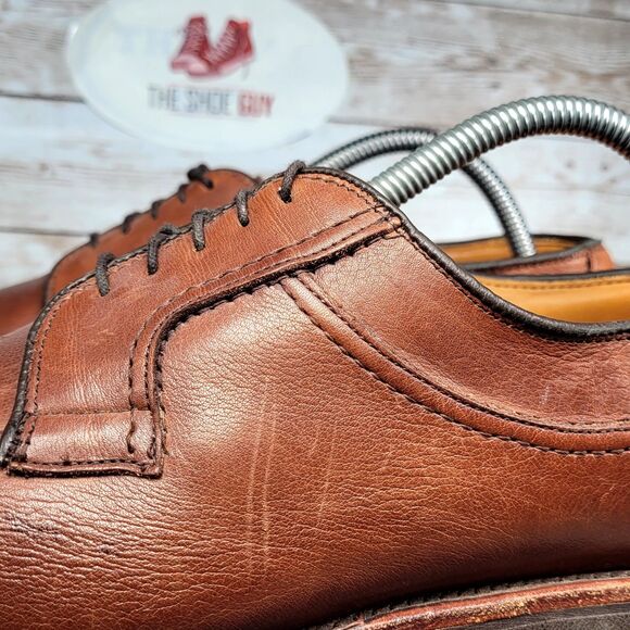 Allen Edmonds Men's Size 9 STOCKBRIDGE Brown Leather Lace Up Derby Shoes - Picture 9 of 16